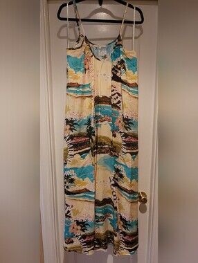 LABLE of LOVE NWOT Tropical Hawaii One-Piece Romper in Turquoise and Yellow Maxi